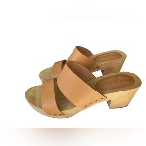 Madewell Tan Leather Slide Clog Heels